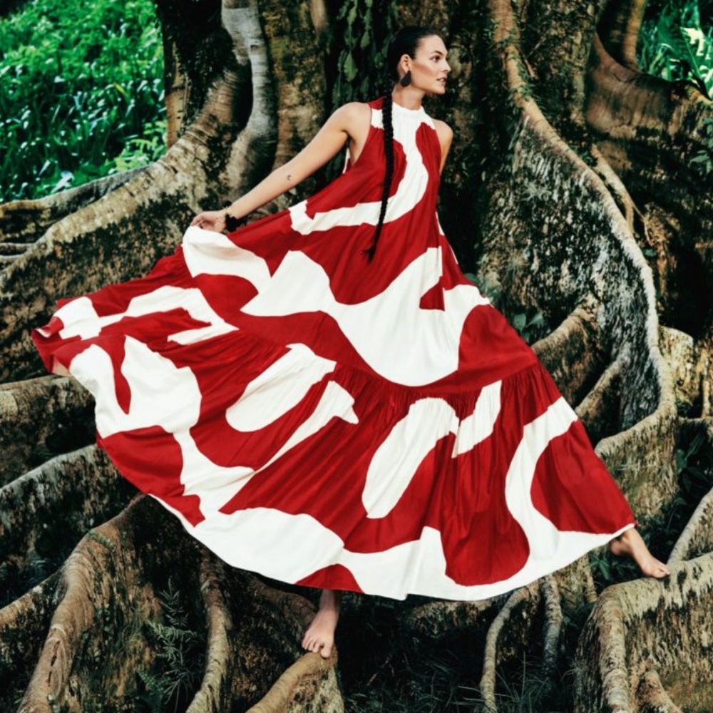 H&M voluminous back tie dress 2024 collection